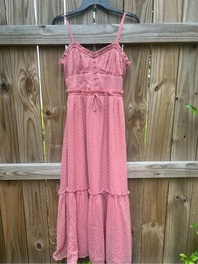 Patrons of Peace Dusty Rose Polka-Dot cottage vibes Maxi Dress size medium